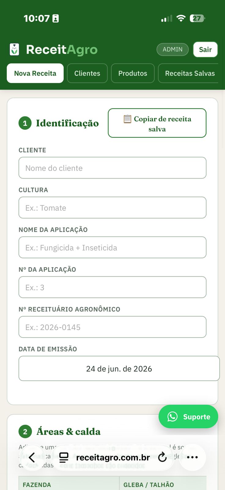 ReceitAgro no celular